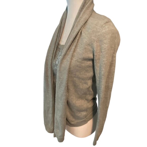 Michael Kors Sweater Sequins Cardigan and Tank Cotton Blend Top Silver Grey S/P - Picture 4 of 11
